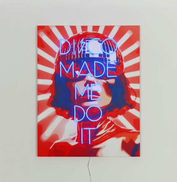 Muurschilderij (LED Neon) - Disco Made Me Do It - Blauw