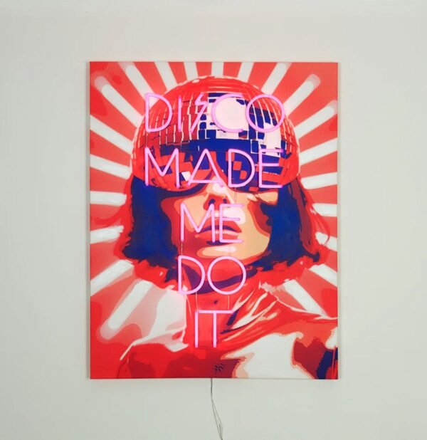 Muurschilderij (LED Neon) - Disco Made Me Do It - Roze
