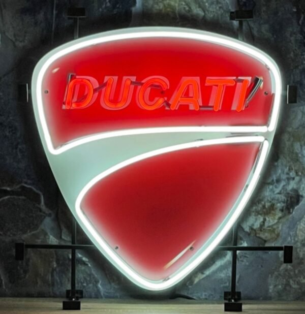 Ducati Neon Rood - Met Achterplaat - 60 x 66 cm