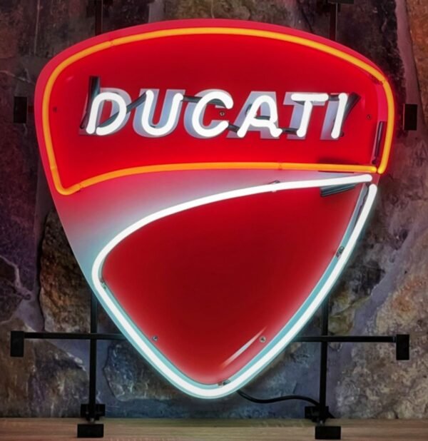 Ducati Neon Verlichting - Met Achterplaat - 60 x 66 cm