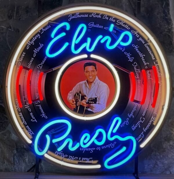 Elvis Presley Records Neon Verlichting Met Achterplaat 65 x 65 cm BFFS24 BLACK FRIDAY 2024