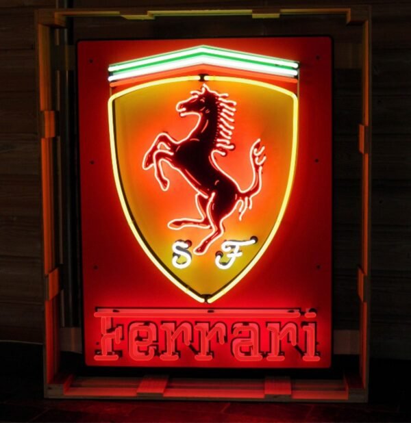 Ferrari Neon Verlichting - Met Achterplaat - 80 x 105 cm