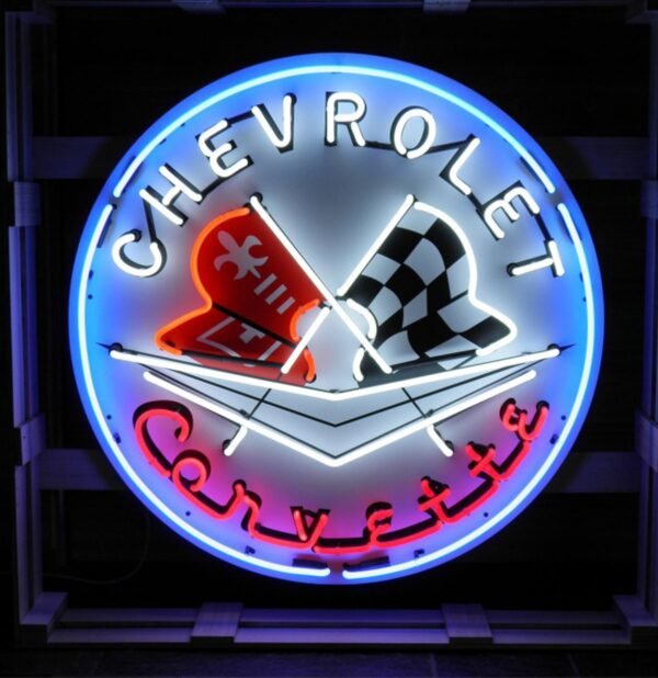 Chevrolet Corvette Vlaggen Neon Verlichting 100 cm ø