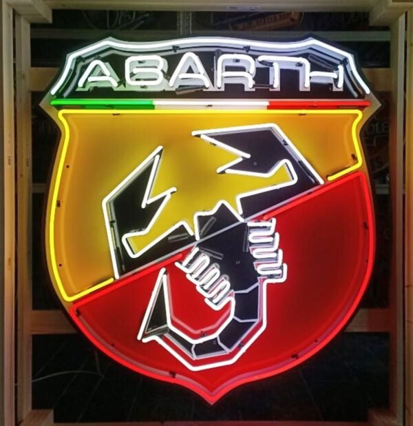 Abarth Logo Neon Verlichting Met Achterplaat XL 120 x 100 cm