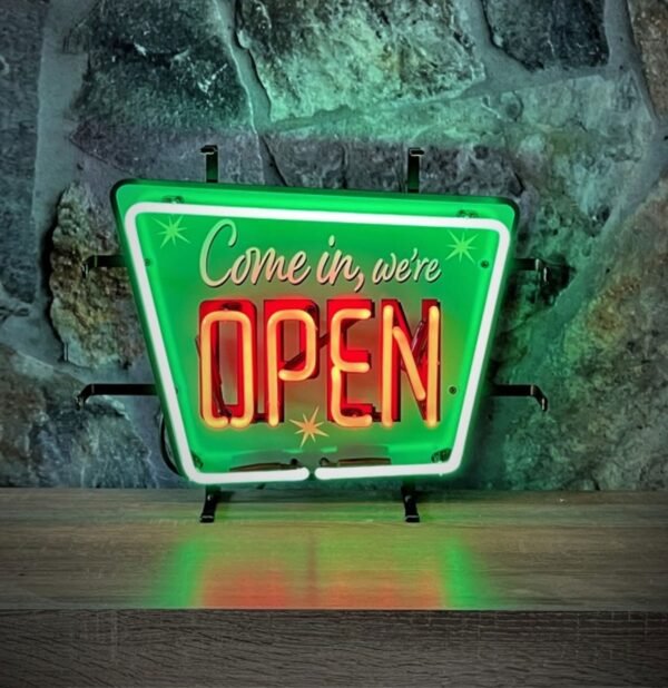 Come In We&apos;re Open Neon Verlichting 40 x 33 cm - Groen