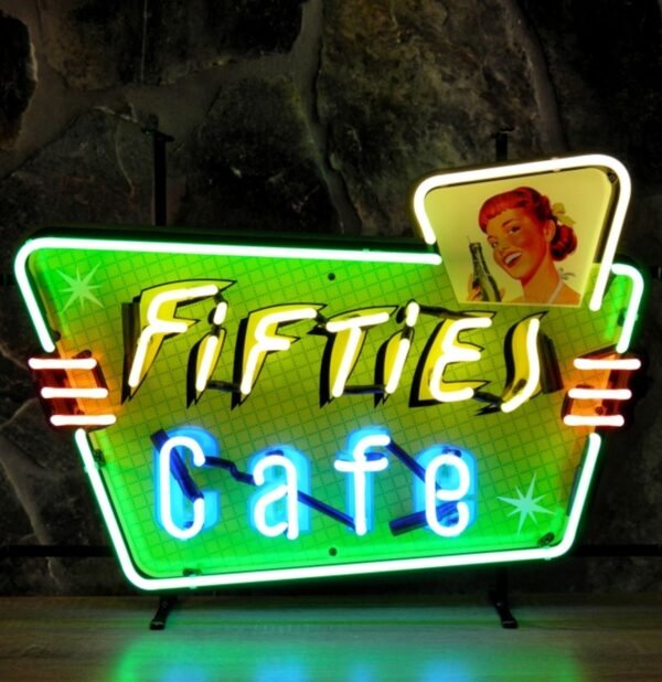 Fifties Cafe Neon Verlichting Met Achterplaat 70 x 50 cm