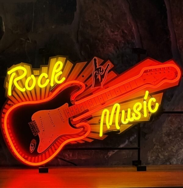 Rock Music Gitaar Neon 70 x 50 cm