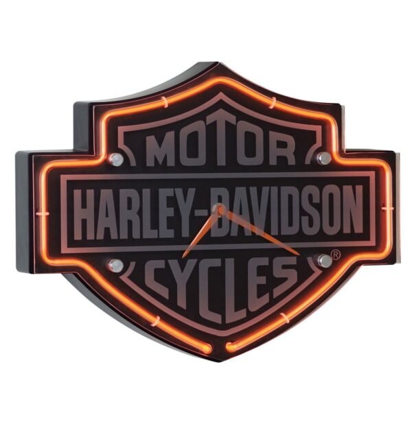 Harley Davidson Etched Bar & Shield Neon klok 220V