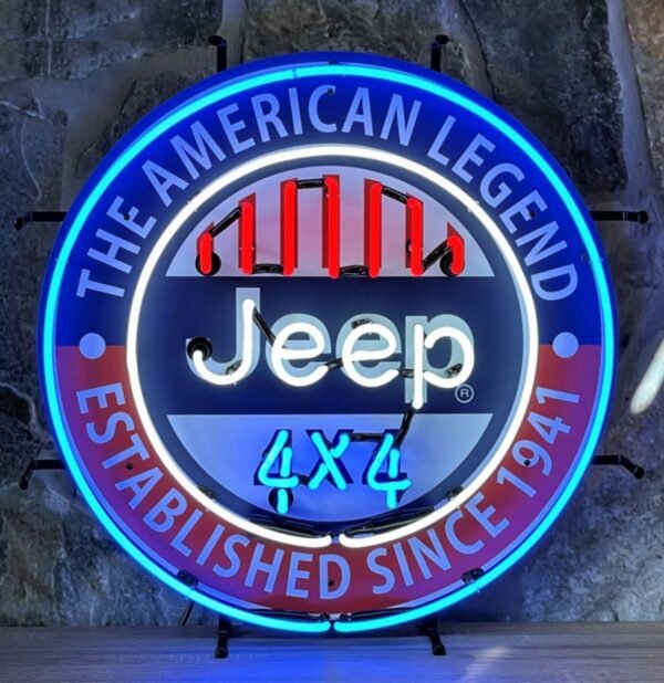 Jeep American Legend Neon Verlichting Met Achterplaat - 60 x 60 cm