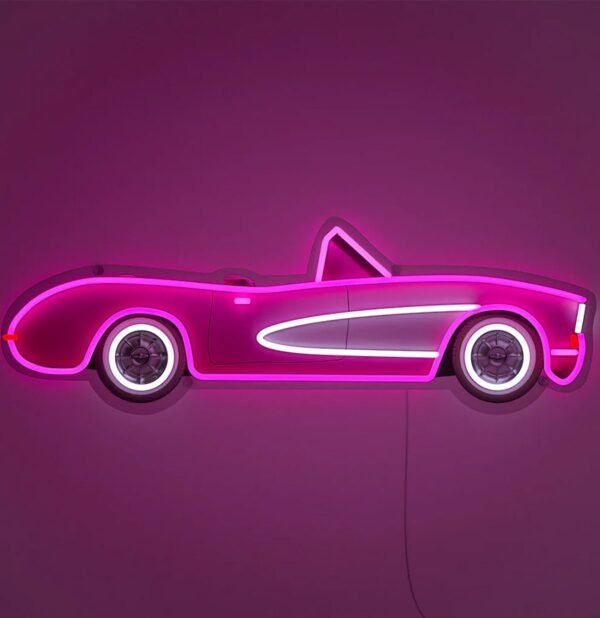 Classic Roze Auto - Neon LED Wandbord