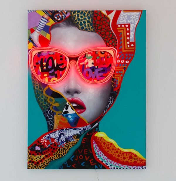 Muurschilderij (LED Neon) - Chic Woman - Klein