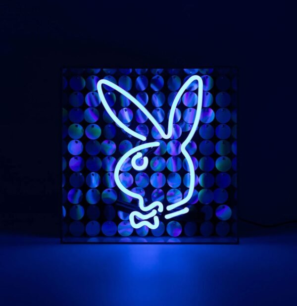 Playboy - Glazen Neon Box - Disco Bunny Blauw