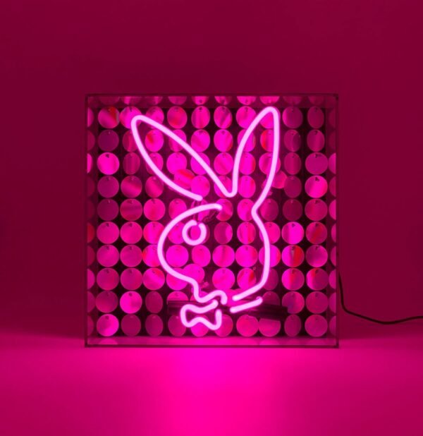Playboy -Glazen Neon Box - Disco Bunny Pink