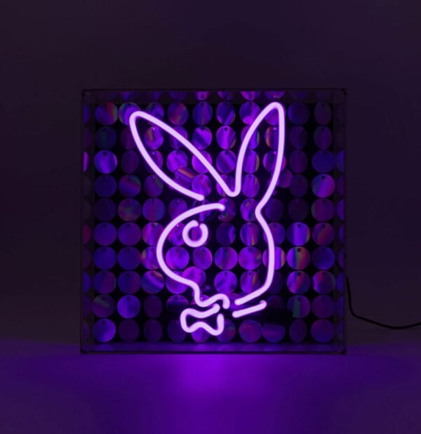 Playboy - Glazen Neon Box - Disco Bunny Paars