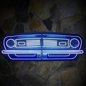 Chevrolet Camaro Z/28 Autoneus Grill Neon Verlichting XL In Metal Case 152 x 53 cm x 76 cm - Wit, Blauw