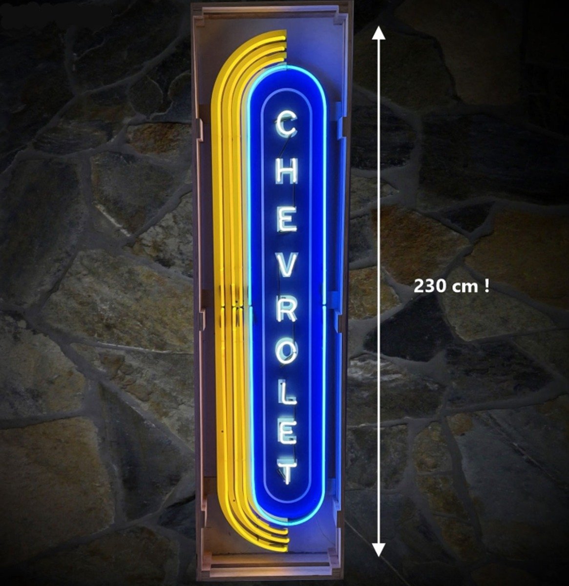 Chevrolet Dealer XXL Neon Verlichting 230 x 50 cm - Geel, Blauw, Wit