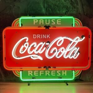 Coca-Cola Pause Refresh Neon Verlichting DELUXE 67 x 50 cm - Rood, Groen, Wit