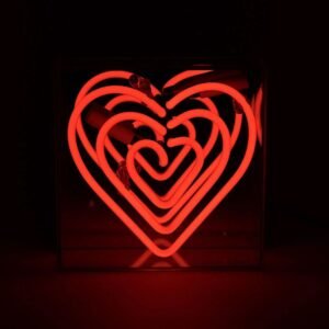 Mini Glazen Neon Box - Hart - Rood