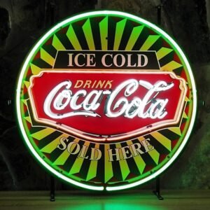 Coca-Cola Sold Here Neon Verlichting 65 x 65 cm - Rood, Groen, Wit