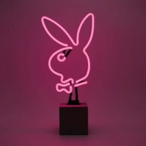 Playboy - Glass Neon " Playboy Bunny" Sign (Op Betonnen Basis) - Roze