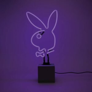 Playboy - Glas Neon " Playboy Bunny" Sign (Op Betonnen Basis) - Paars