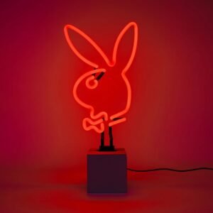 Playboy - Glas Neon " Playboy Bunny" Sign (Op Betonnen Basis) - Rood