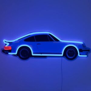 Blauwe Sportwagen - Neon LED Wandbord