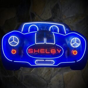 AC Cobra Shelby Autoneus Neon Verlichting XL Metalen Bak 152 x 86 cm - Blauw, Rood, Wit