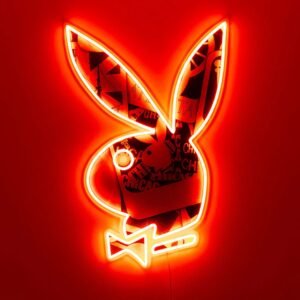Playboy Collage Bunny - Wandbord Neon - Oranje LED