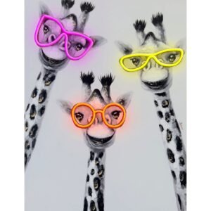 Muurschilderij (LED Neon) - 'Giraffe'