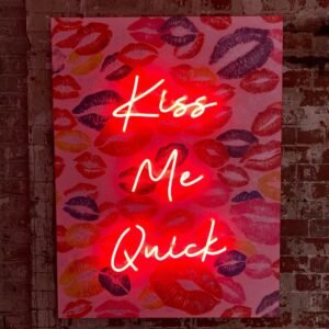 Muurschilderij (LED Neon) - 'Kiss Me Quick' Small